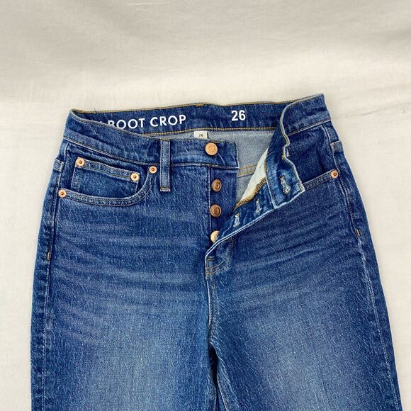 J Crew Boot Crop High Rise Button Fly Jeans Blue Denim Billie Womens 26 - Picture 3 of 12